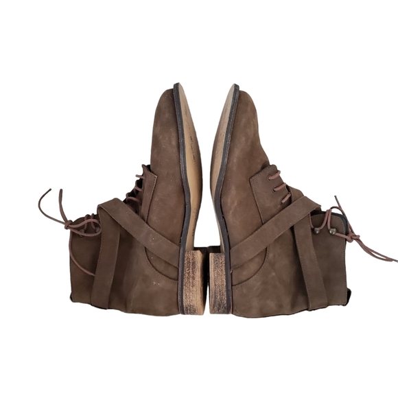 Renvy Spain Brown Nubuck Leather Lace Up & Straps Moto Boots - Picture 6 of 10